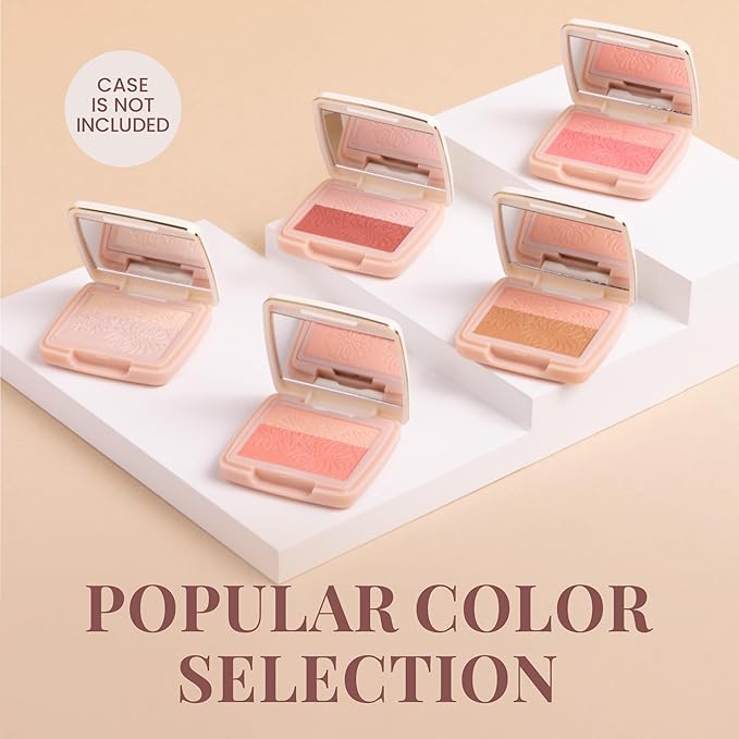 Paul & Joe Pressed Blush Palette Refill Only, Case Sold Separately, Oil-Absorbing Blush Powder, Bi-Color Face Blushes with Fitting Veil Powder, Light Rose and Light Pink, 03 Lit De Princesse, 0.17 oz
