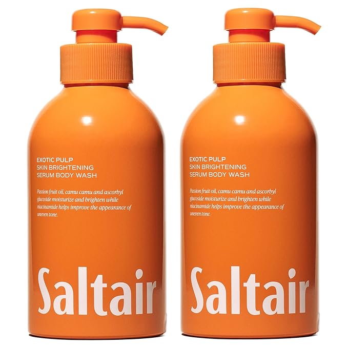 Saltair Body Wash, Exotic Pulp 2-Pack. Moisturizing Body Cleanser with Monoi Oil and Cupuacu Butter. Luxury Shower Gel for Women. Vegan, Cruelty-Free, Paraben-Free. 2x 17oz Pump Bottles.