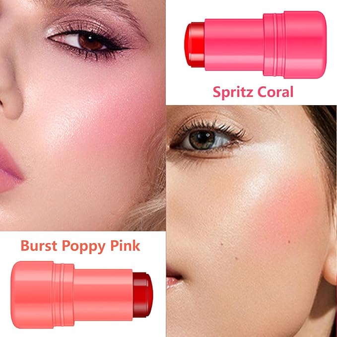 2 Pcs Milk Jelly Blush,Jelly Tint Blush Stick Stick (01#+02#)