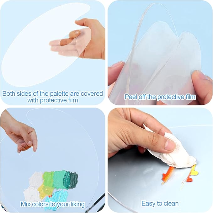 5PCS Acrylic Paint Palette Clear Paint Pallet,Transparent Non-Stick