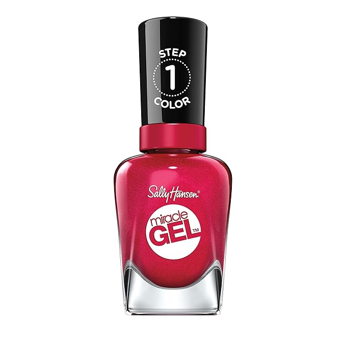 Sally Hansen Miracle Gel™, Bordeaux Glow, Long Lasting, Gel-Like Formula, No UV Lamp Needed, Red Nail Polish