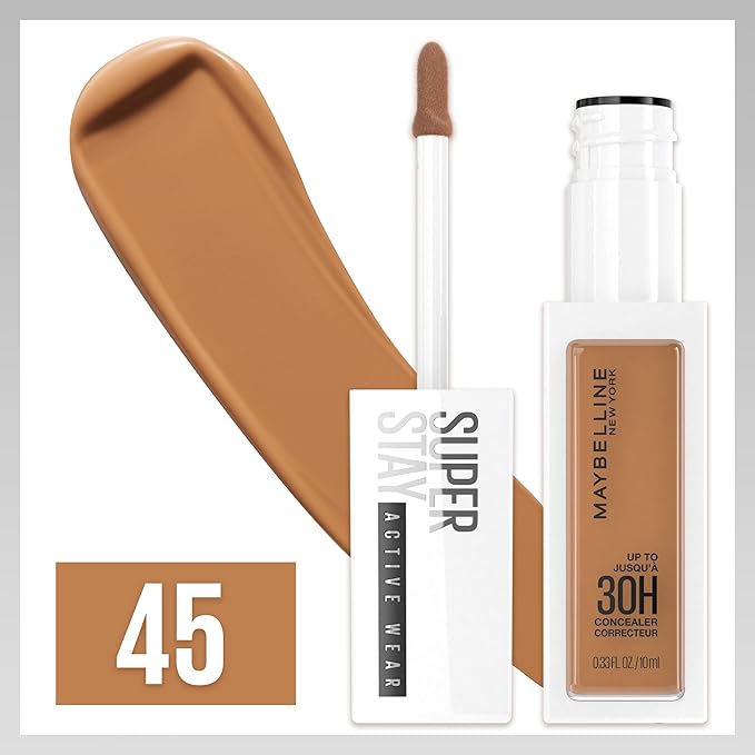 Maybelline Super Stay Liquid Concealer Makeup, Full Coverage Concealer, Up to 30 Hour Wear, Transfer Resistant, Natural Matte Finish, Oil-free, Available in 16 Shades, 45, 1 Count