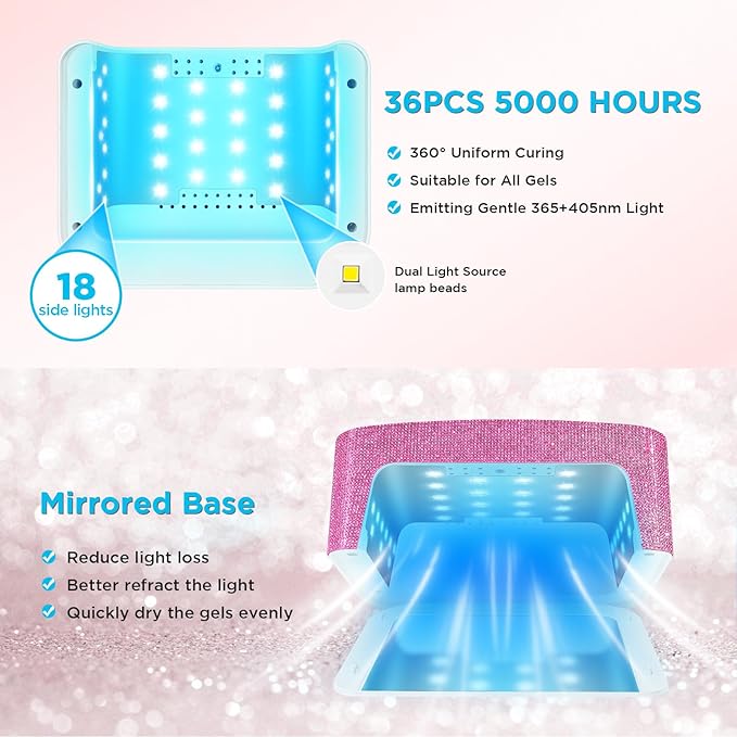 Cordless uv nail lamp, 120w