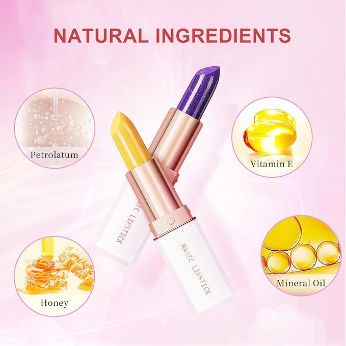 Color Changing Lipstick, 6-Colors Lip Stain Temperature Activated Vegan Formula, Magic Lipstick Long-Lasting, Nourishing, Cruelty-Free & Vegan #light blue
