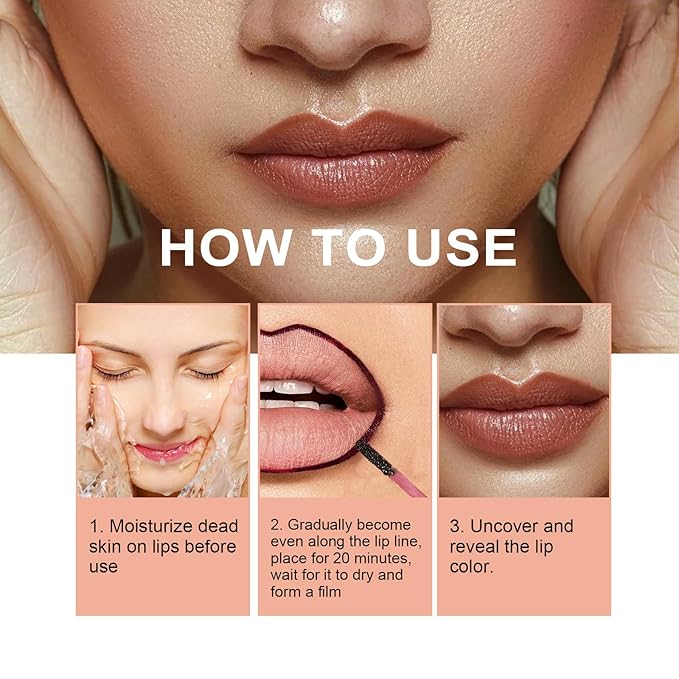 3PCS Peel Off Lip Liner, Light Brown/Dark Brown/Burgundy Light