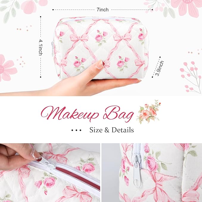 Soidram floral makeup bag quilted