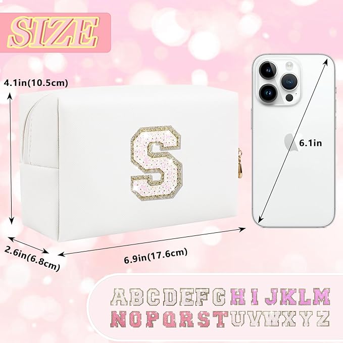 Personalized initial letter makeup bag,