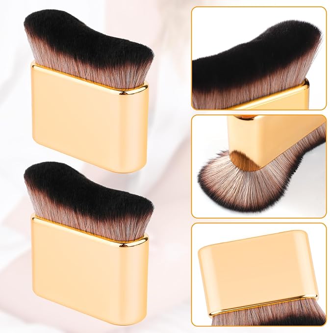 2pcs Self Tanning Brushes, Soft Bristles Body Makeup Brush Liquid Foundation Self Tan Blending Brush Tanning Brush Applicator for Face Body (Gold)