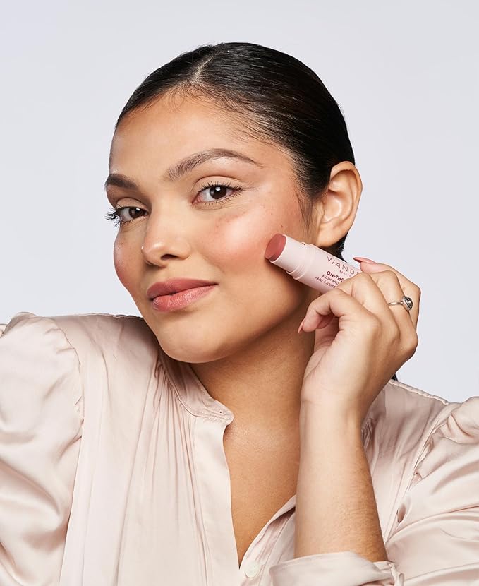 Wander Beauty On-the-Glow Blush and Illuminator - Bare/Nude Glow - 7-in-1 Hydrating Cream Blush & Highlighting Stick - Stick Blush for Cheeks, Lip, Face & Body - Highlighter Makeup & Blush - 0.4 oz