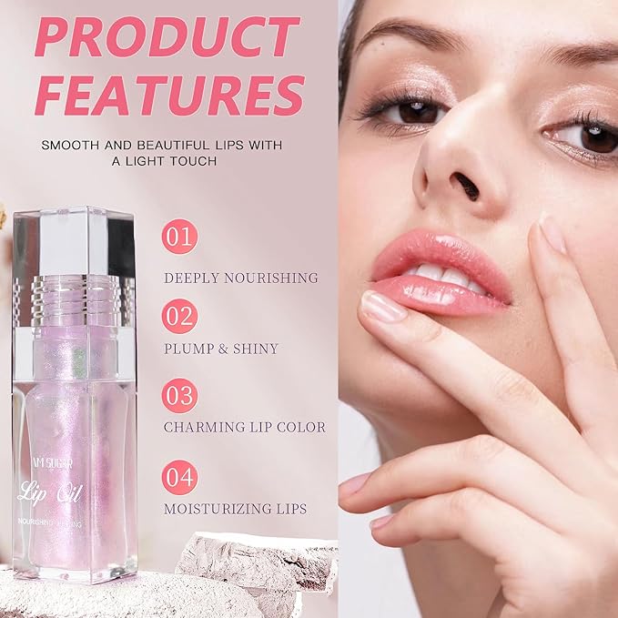 Magic Color Changing Lip Glow, Hydrating Shimmer Tinted Lip Care (Warm Change Tint, Plumping Gloss)