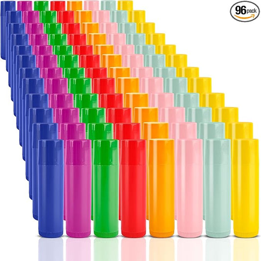 96 Pcs 5g Lip Balm Tubes bulk Plastic Empty Lip Balm Containers Refillable Rotatable Lipstick Tubes DIY Lip Gloss Balm Tube Holder for DIY Cosmetic, 8 Colors