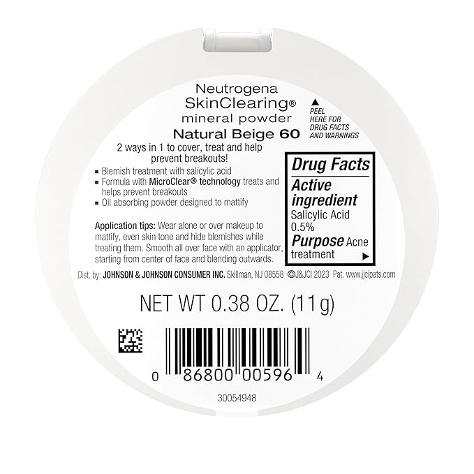 Neutrogena SkinClearing Mineral Acne-Concealing Pressed Powder Compact, Shine-Free 38 oz