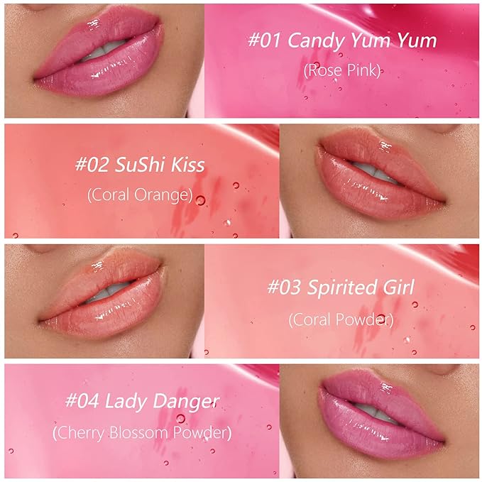 Hydrating Lip Glow Oil, Plumping Lip Gloss Transparent Lip Oil Tinted for Lip Care and Dry Lips, Non Sticky, Shiny and Moisturizing (02)