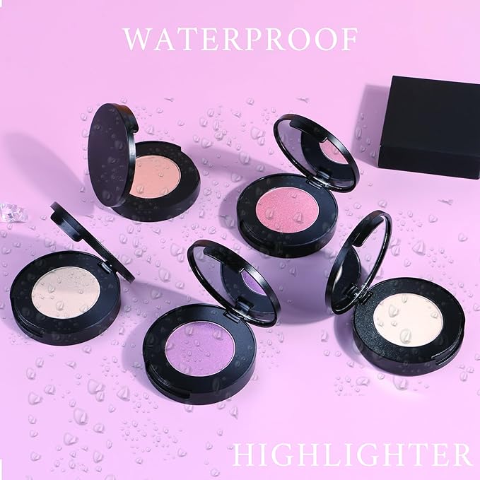 Face Highlighter Powder Palette, Glossy Glitter Illuminator Powder, Highlighter 10