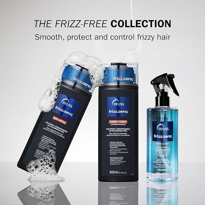 TRUSS Frizz Zero Liquid Hair Mask - Anti Frizz Hair Treatment Spray - Detangles & Brightens Damaged Strands - Provides Intense Shine & Cuticle Sealing (8.79 oz)