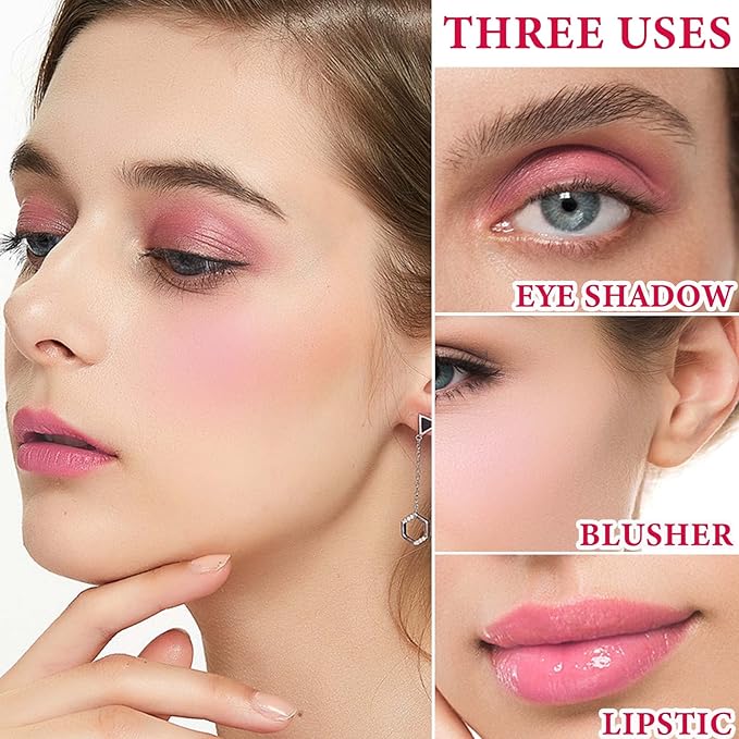 Cream Blush Stick,Blush Stick for Cheeks with Contour Tea Pink）