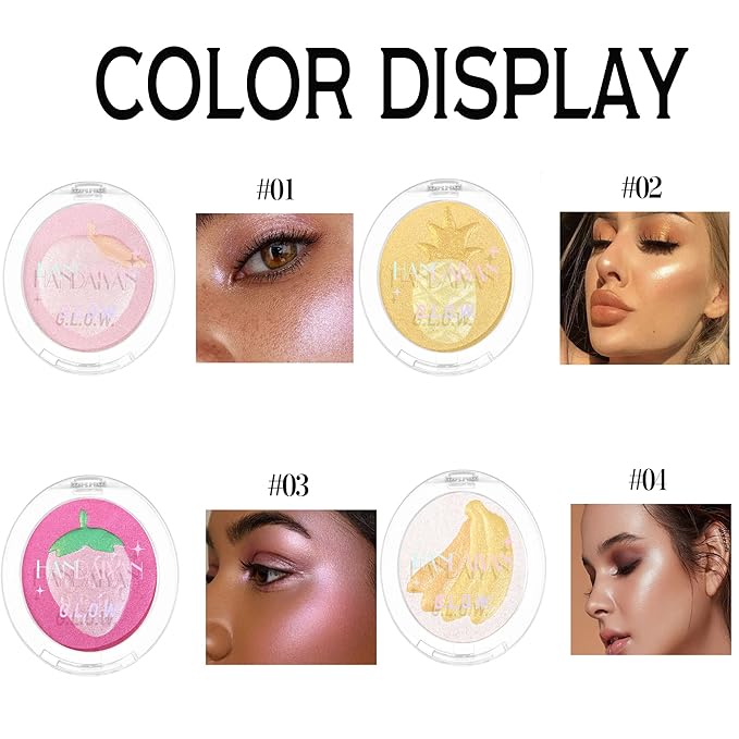 Face Highlighter Makeup Palette, Glossy Glitter Highlight Brightening Face