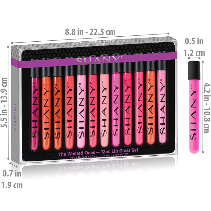 SHANY The Wanted Ones - 12 Piece Lip Gloss Set with Aloe Vera and Vitamin E