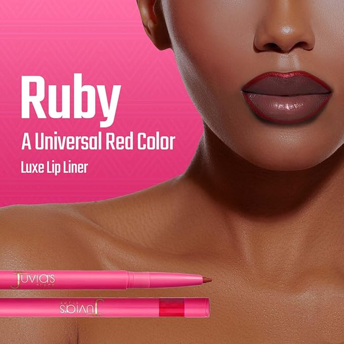 Juvia's Place Coffee Shop Luxe Lip Liner: Ruby - Colorstay Matte Finish Lip Pencil, Makeup for Natural Long Lasting Beauty and Sensational Wear, Lip Stain Kiss Proof Cometics