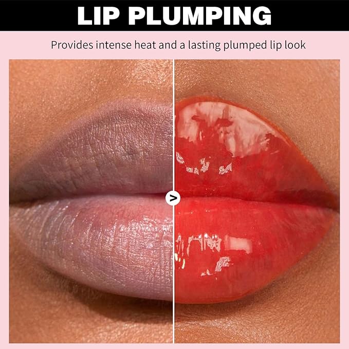 Erinde Lip Plumper Gloss, Natural Ginger Lip Plumping Booster Lip Plumping Oil, Ultra-Hydrating & Nourishing Plump Lip Plumper, Glossy Finish Fuller Lip Plumping Lip Gloss for Women Girls, G07