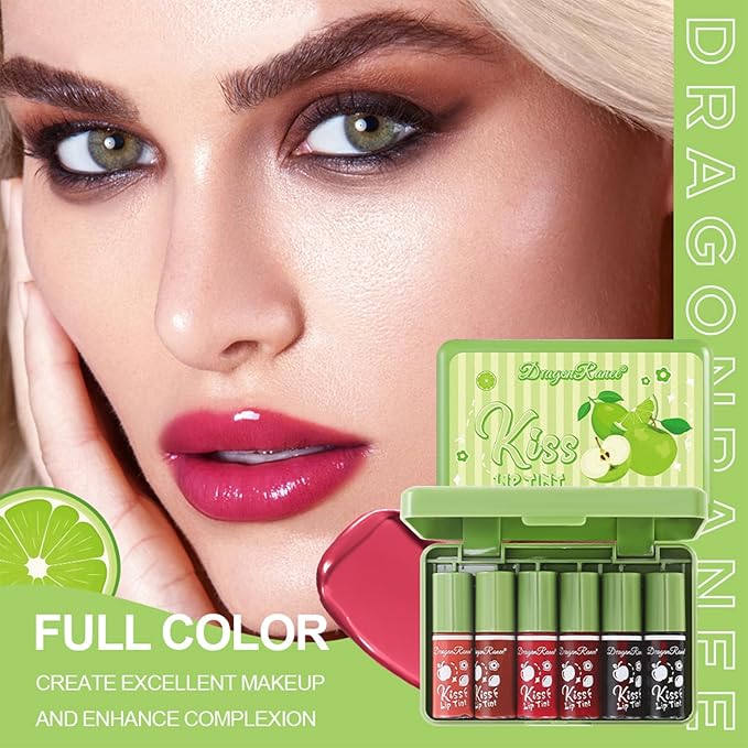 6 Colors Lip Tint Stain Set, Korean Velvet Lip