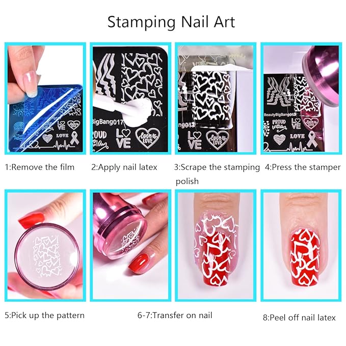Rainbow nail art stamping plates