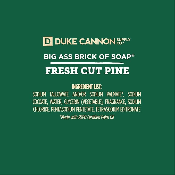 Duke Cannon Supply Co. Big Brick of Soap Bar for Men Fresh Cut Pine (Split Pine Scent) Multi-Pack - Superior Grade, Extra Large, Masculine Scents, All Skin Types, Paraben-Free, 10 oz (3 Pack)