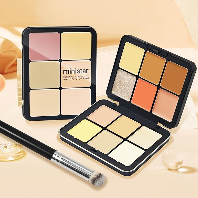 12 Colors Cream [Blush+Contour+Concealer+Highlighter] Makeup Palette for Cheeks