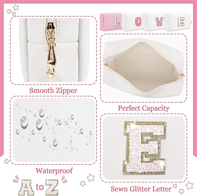 Personalized initial letter makeup bag,