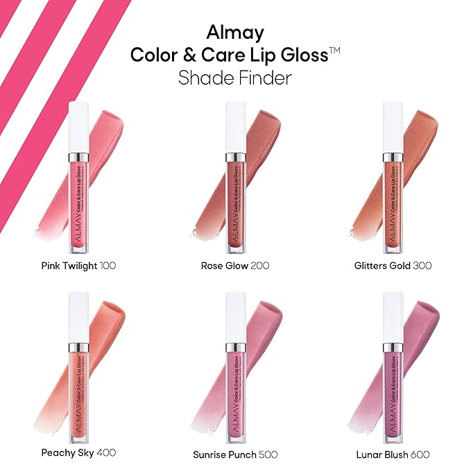 Almay Color & Care Hydrating Lip Gloss, Soft Natural Hues, Prebiotic Complex, Hyaluronic Filling-Sphere Technology, 200 Rose Glow, 0.1 Fl Oz