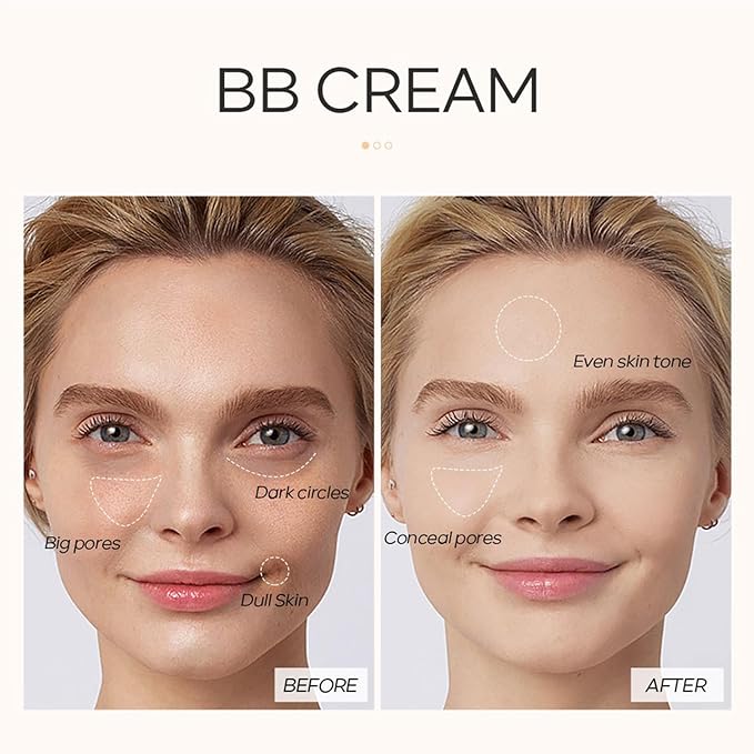 KWOLYKIM 2PCS Hydrating Makeup BB Cream, Tinted Moisturizer All Skin(Deep)
