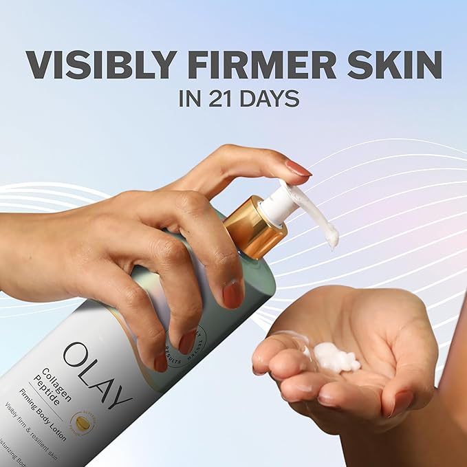 Olay Body Lotion for Women, Firming with Collagen Peptides Serum, Visibly Firmer Skin, 24hr Moisture & Hydration, Fast Absorbing Formula, Vitamin B3 Complex, For All Skin Types, 17 fl oz