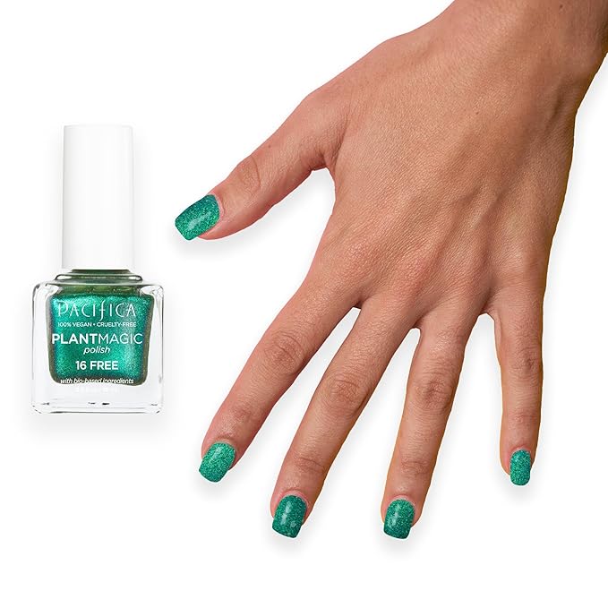 Pacifica Natural Nail Polish – Plant Magic Sparkling Green Nail Polish - Plant Based, Non-Toxic & Clinically Tested - Lasting Colors, Glossy, Clean Beauty, Dermatologist Approved Mermaid Tail