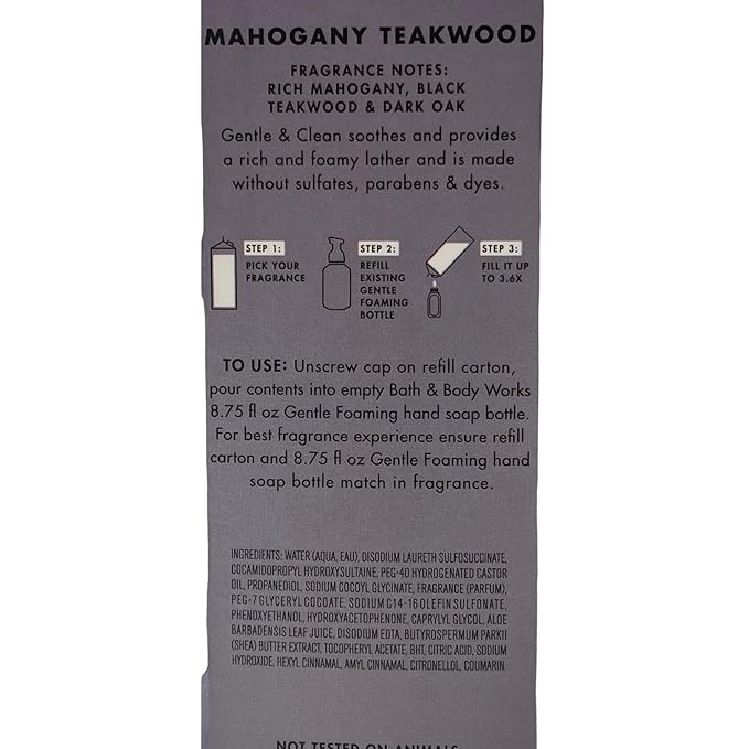 Bath & Body Works Mahogany Teakwood Refill Gentle & Clean Foaming Hand Soap, 32 fl. oz. (Mahogany Teakwood)
