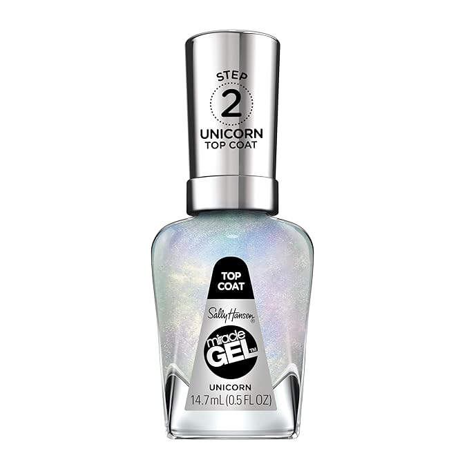 Sally Hansen Miracle Gel™, Unicorn Top Coat, Long Lasting, Gel-Like Formula, No UV Lamp Needed, Glitter Nail Polish