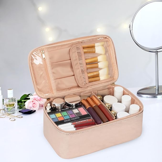 Ocheal makeup bag,vegan leather makeup