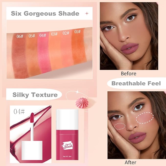 Red Rose Liquid Blush Makeup, Liquid Blush for Fl Oz(04#)