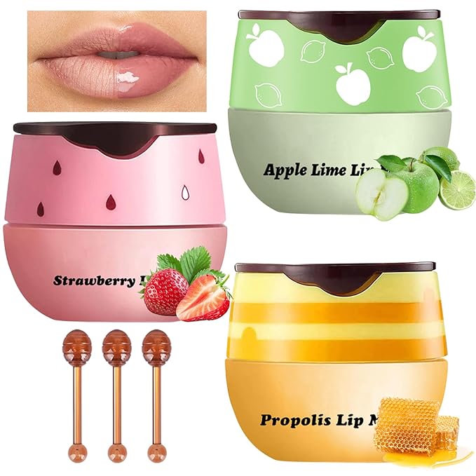 3Pcs Lip Balm Honey Pot Lines