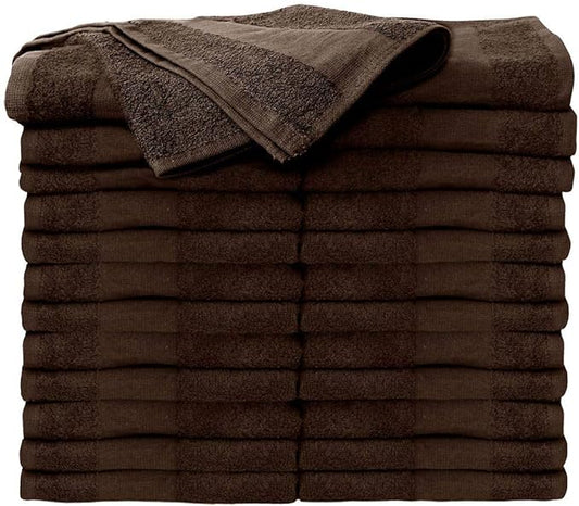 ForPro Professional Collection Premium Bleach Tough Salon Towels, Chocolate, 100% Cotton, Bleach-Proof, Stain Resistant, 16” W x 27” L, 24-Count,110542