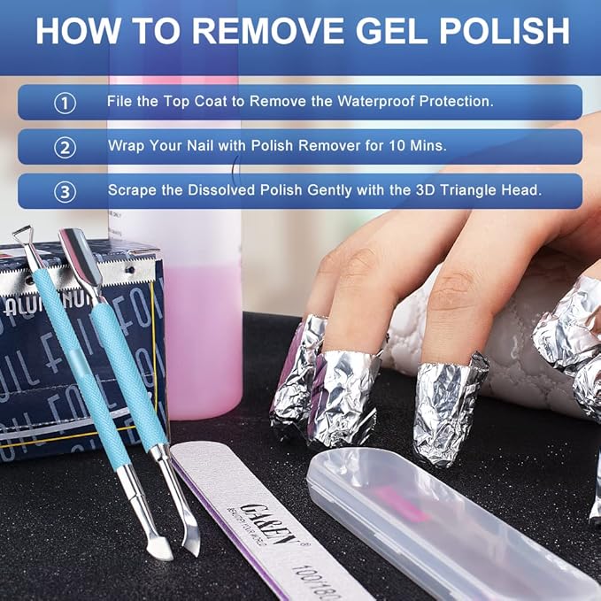 2PCS MetalTurquoise/Lake Blue Cuticle Pusher