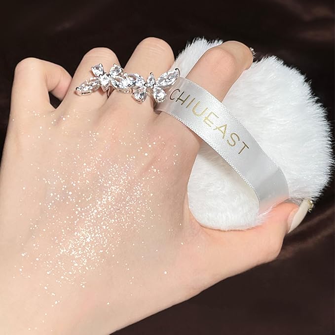 Highlight Glitter Powder Ball,White Shimmer Highlighter Makeup Powder Various Occasions