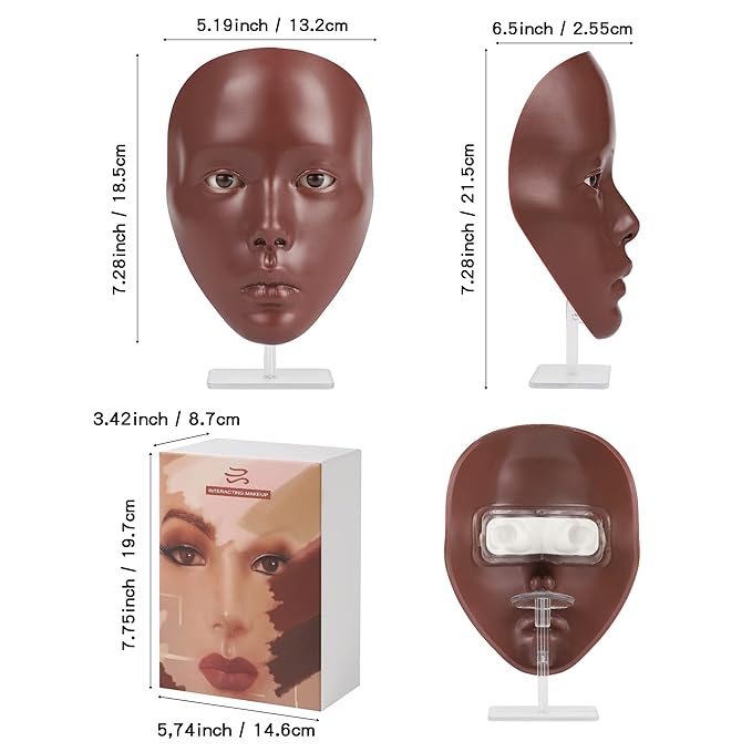 Makeup Practice Mannequin Face, 5d Reusable Silicone Makeup
