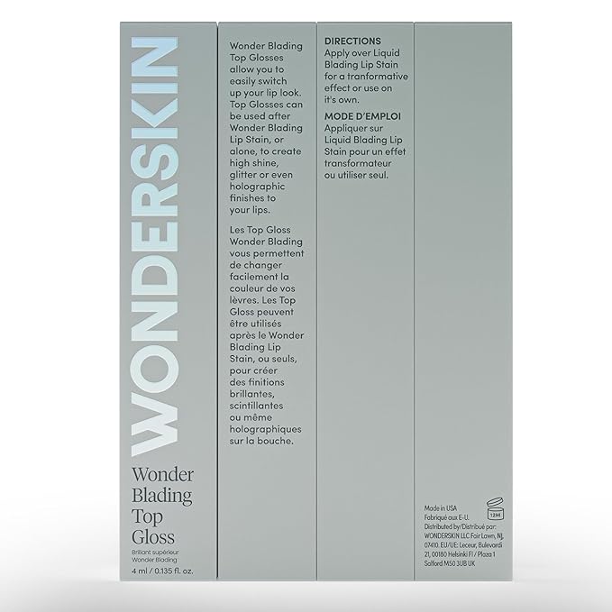 Wonderskin WONDER BLADING Top Gloss - Clear Glitter Lip Gloss, Hydrating and High Shine Finish Lip Makeup (Clear Shine)