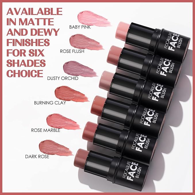 FOCALLURE Cream Blush Makeup,Buildable Blush Stick for Cheeks,Matte Stick,BURNING CLAY