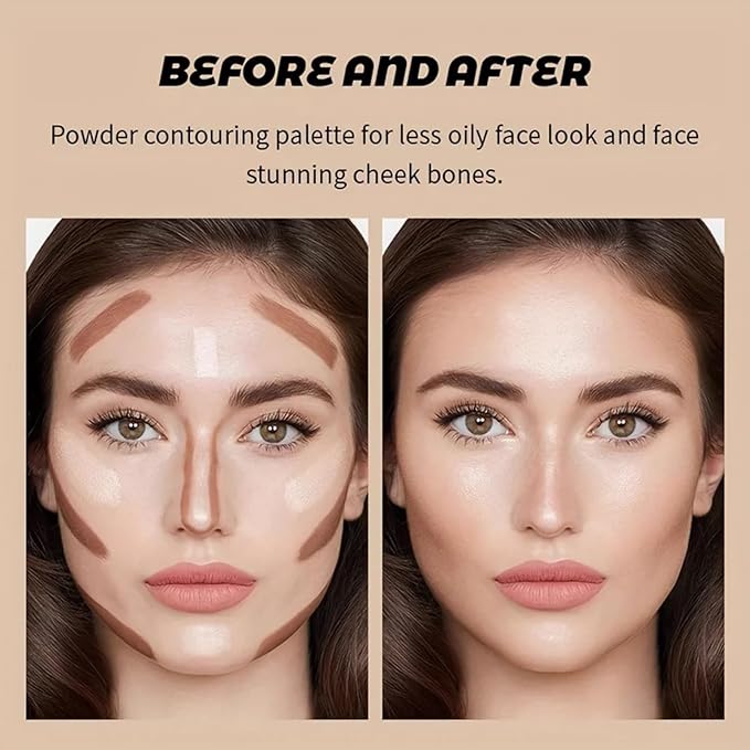 4 Colors Contour Palette, Face Contouring Highlighters Bronzer