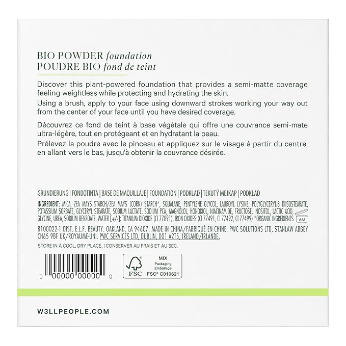 Well People Bio Powder Foundation, Lightweight & Hydrating Cruelty-free, 4N