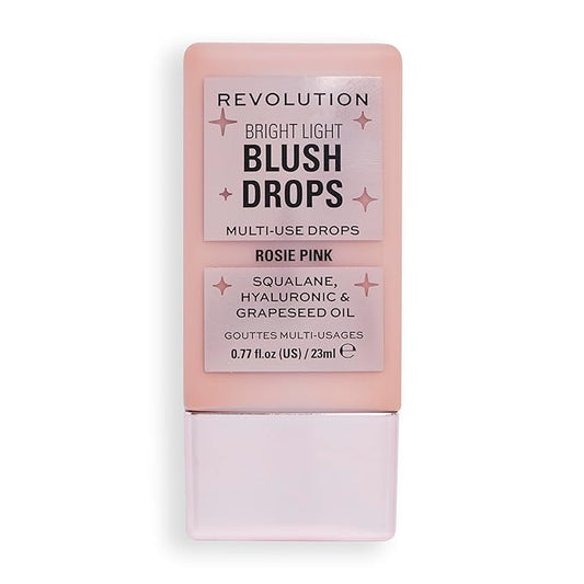 Revolution, Bright Light Glow Blush Drops, Builable Liquid Blush for Face, Infused with Hyaluronic Acid, Vegan & Cruelty-Free, Pink Rosie, 0.77 fl oz