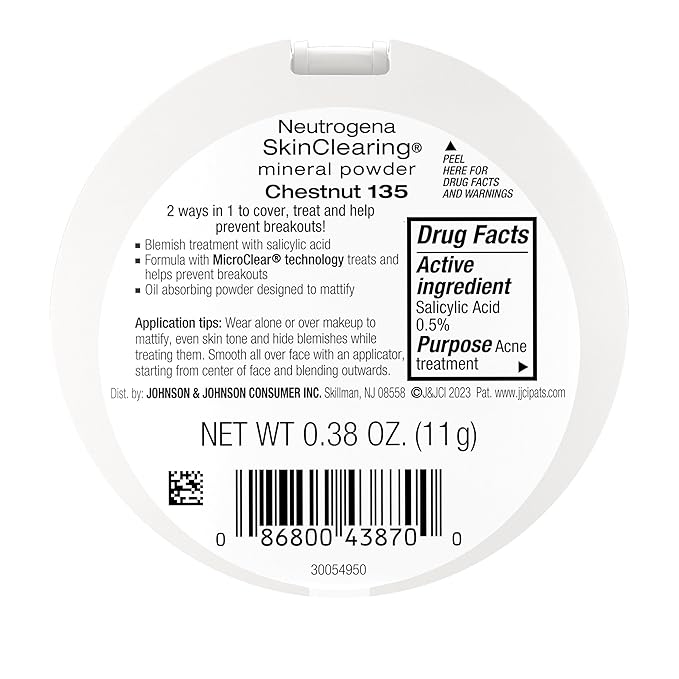 Neutrogena SkinClearing Mineral Acne-Concealing Pressed Powder Compact, Shine-Free 38 oz