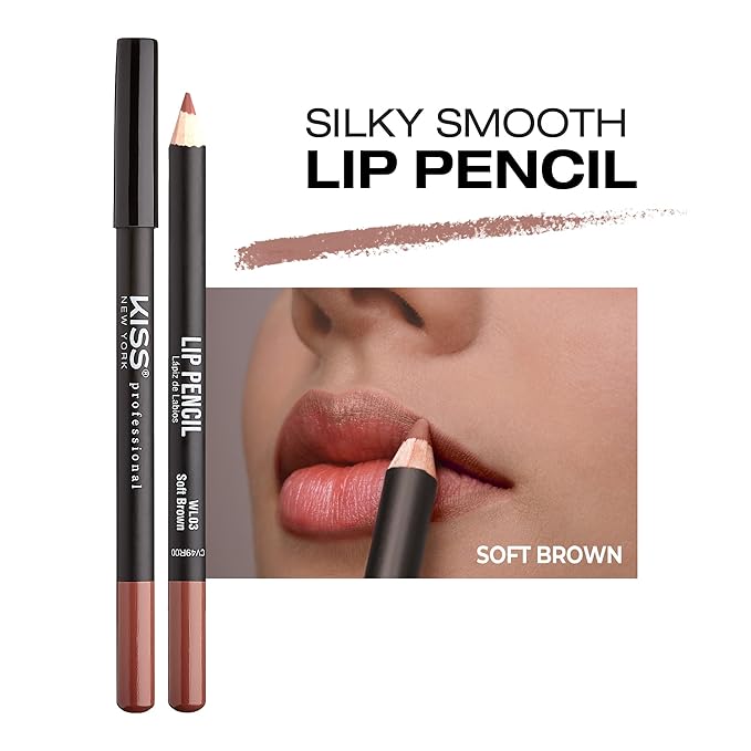 Professional Slim Lip Pencil, Creamy Soft Lip Liner, Smooth Long-Lasting Rich Lip Color, Natural Lip Makeup, Water-Resistant Lip Crayon (Soft Brown)