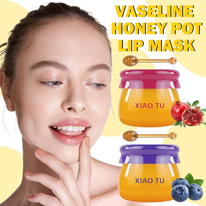 2PCS Lip Balm Honey Pot,Moisturizing Lip